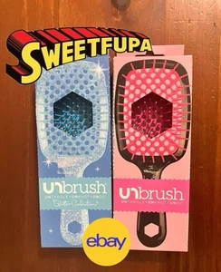 FHI Heat UNbrush Detangler Hair Brush Bundle Periwinkle Glitter & Cherry Blossom - Picture 1 of 13