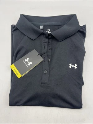 Polo de golf Under Armour para mujer talla L negro ajustado UPF 50 nuevo con etiquetas Foto 1 de 4