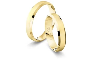 2x333 Gold Trauringe Eheringe Paarringe PAARPREIS Gelbgold+Gravur.Matt/poliert - Bild 1 von 4