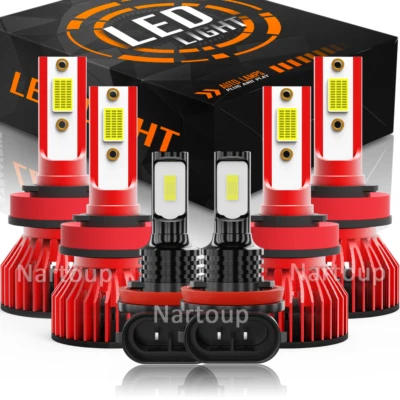 For Infiniti EX35 2008-2012 6000K 6X Front LED Headlight + Fog Light Bulbs Combo - Image 1 of 4