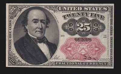 US 25c Fractional Currency Note FR 1309 Ch CU Position 60 K - Image 1 of 2