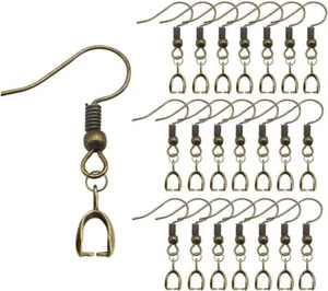 50PCS Earring Hooks with Pinch Bails Clasp for DIY Earring Making (Bronze) - Picture 1 of 2
