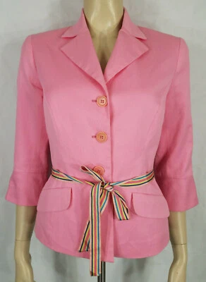 Trina Turk розовый повседневный 3/4 рукав кнопка спереди подпоясанный блейзер куртка женщины размер 4 - Изображение 1 из 4