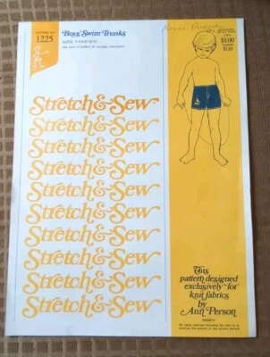 Stretch and Sew 1225 Boys Swim Trunks Pattern size 2-12 Vintage 1974 Uncut - Image 1 of 4