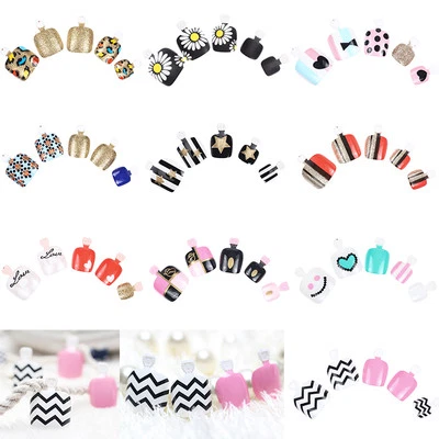 24 peças pontas de unhas falsas cobertura completa unhas artificiais salão de nail art falso - Imagem 1 de 4