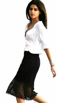 ZARA BLACK PENCIL SKIRT KNEE LENGTH SKIRT WITH ZIP SIZE  M NEW - Image 1 of 4