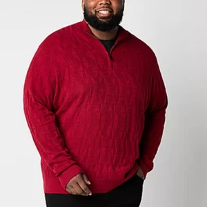 Suéter Pullover Rojo Manga Larga Shaquille O'Neal Para Hombres Grande Alto Cuarto Cremallera 2XL - Imagen 1 de 4