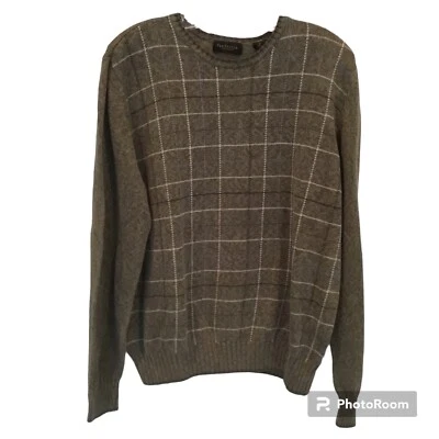 Van Heusen Grey Plaid Crew Neck Men’s Medium Pullover Sweater - Image 1 of 4