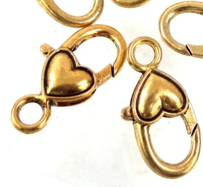 4 broches antiguos de garra de langosta con corazón de peltre dorado 27x14 mm  Foto 1 de 4