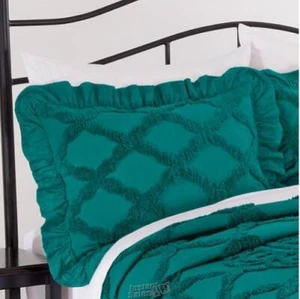 Marissa-Chenille Sham Cotton Year-round seasonality Luxuriously soft BLUE\Teal - Picture 1 of 2