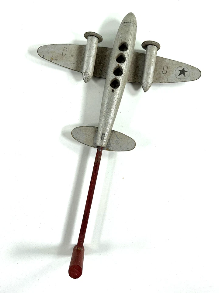 vtg WW2 Folk Art Wooden Bomber Plane toy airplane - Image 1 of 4