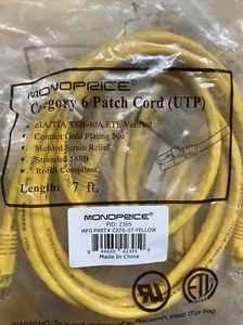10xCat6 Cable de conexión Ethernet red Internet RJ45 cadena UTP 24AWG 7 ft amarillo - Imagen 1 de 2