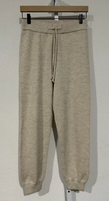 Calça jogger Alice + Olivia cropped mistura de lã cônica bege feminina tamanho P - Imagem 1 de 4