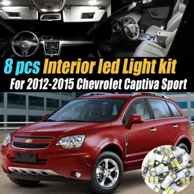Комплект из 8 супербелых светодиодных фар для салона автомобиля Chevy Captiva Sport 2012–2015 годов выпуска - Изображение 1 из 4