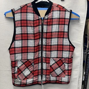 Vintage 90s Marlboro Country Store Plaid/Black Full Zip Reversible Vest size L - Picture 1 of 5