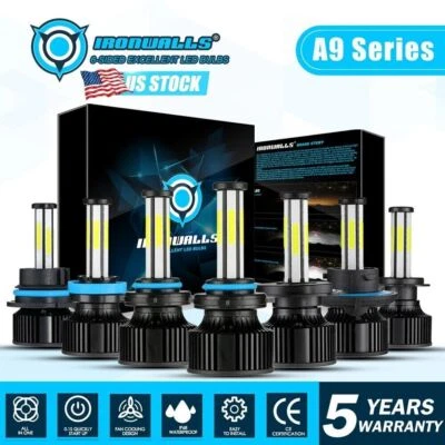 6-Sides LED Headlight Bulb High/Low Beam/Fog Light H11 9005 9006 9145 H7 H4 H13 - Image 1 of 4