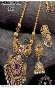 Conjunto de joyas de templo collar gargantilla aretes chapado en oro estilo Bollywood indio - Imagen 1 de 3