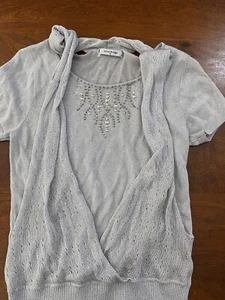 Mind Bridge 3/4 Sleeve Top Women's Size M Silver - Picture 1 of 10