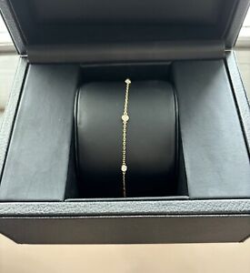 14K Solid Gold Anklet with Round Diamonds 10" Length