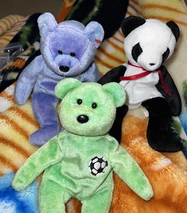 Ty Beanie Baby Glück Panda Bär, Clubby, Tritte KEINE SCHAUKELANHÄNGER 3er-Set - Bild 1 von 18