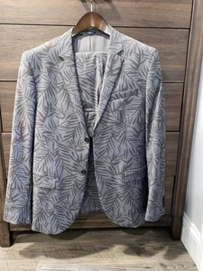 Topman 42R Slim Fit Mens Gray Floral two piece suit. 34S Pants - Picture 1 of 8