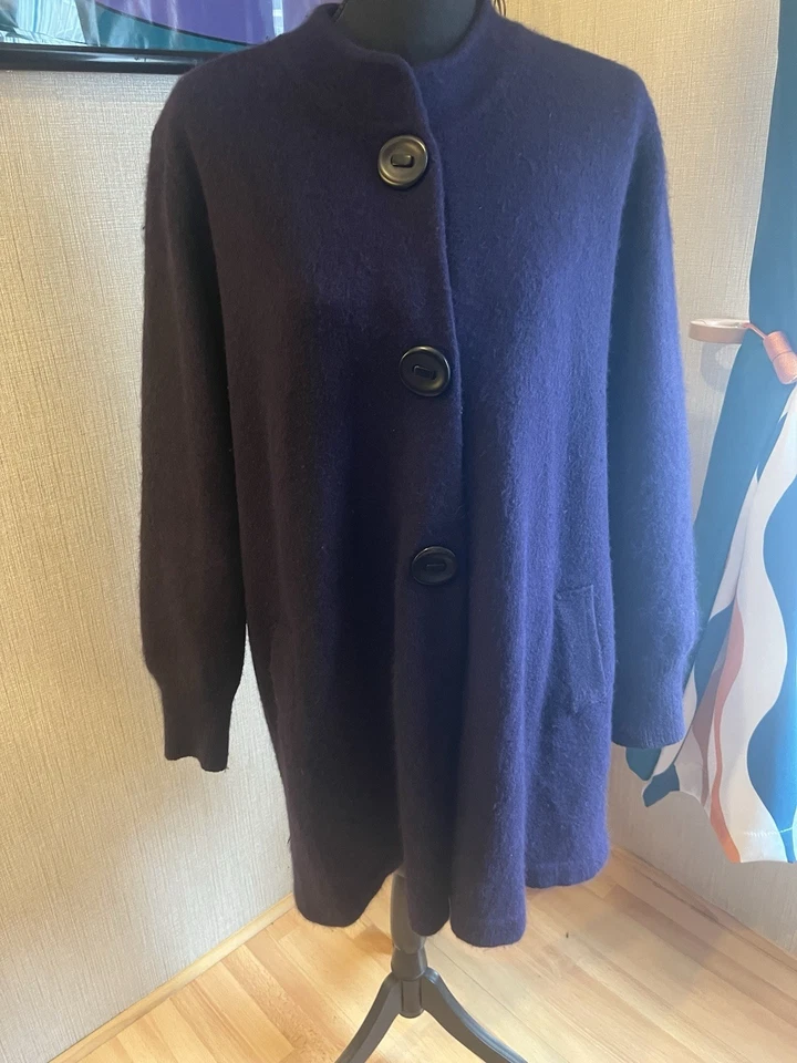 Venesha Angora Coat Size Small Purple Button Snap Lined Oversized Vintage - Image 1 of 4
