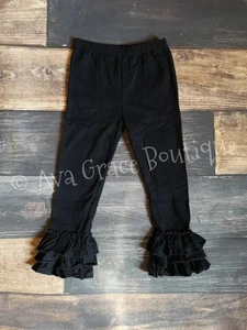 Black Truffle Triple Ruffle Leggings - Picture 1 of 2
