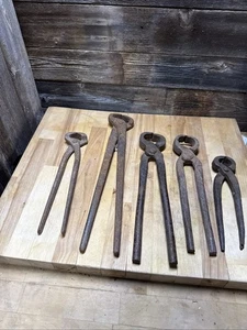 Lot Of 5 VINTAGE Blacksmith FARRIER HORSE SHOEING TOOLS KNIPPERS Diamond - Picture 1 of 7