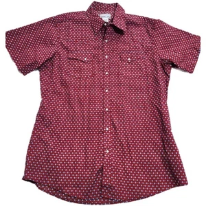 Camisa a Presión Wrangler Perla Perla Para Hombres XLT Roja MTW1472 Geométrica Diamante Micro - Imagen 1 de 4