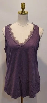 Maurice's 24/7 Purple Lace Trim V Neck Sexy Casual Tank Top Mujer Talla Grande Foto 1 de 4