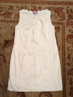 Vestido recto Vivienne Tam blanco crema festoneado 2 Foto 1 de 3