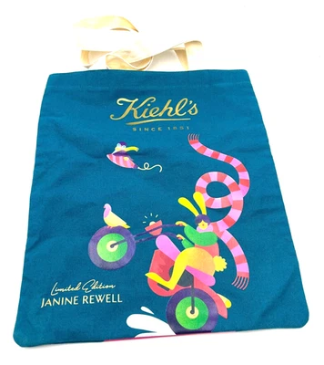 Kiehl's Janine Rewell Canvas Cosmetic Makeup Tote  Bag Handle ~ Limited Edition - Image 1 of 2