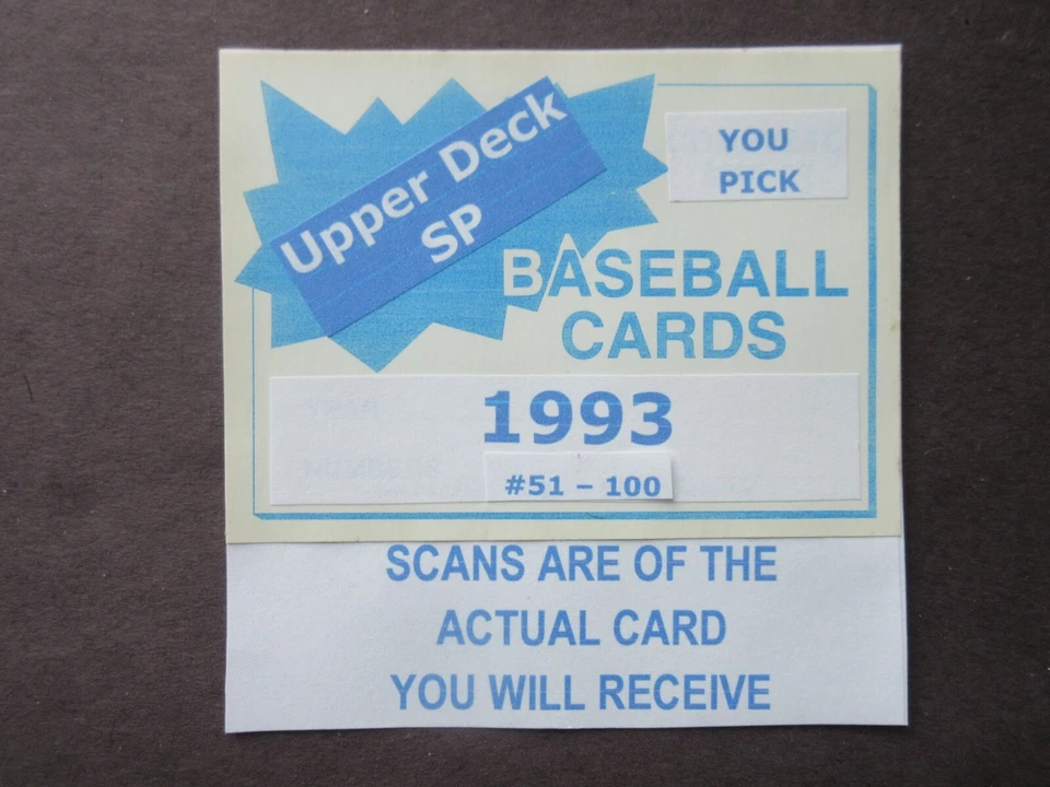 1993 Upper Deck SP BB ~ U-Pick Players from Scans ~ #51- 100 ~ Free Shipping - Image 1 of 1