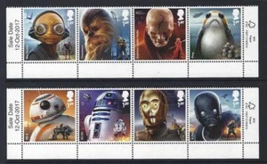 GRAN BRETAÑA 2017 STAR WARS VENTA FECHA SET 8 EN DOS TIRAS SIN MONTAR COMO NUEVO, MNH - Imagen 1 de 1