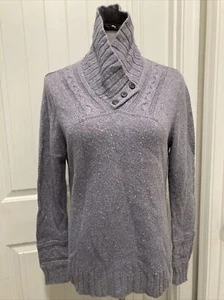 Woolrich Sweater Women's Dusk SZ L Gray 3 Button Neck Ramie Wool  Blend - Picture 1 of 15