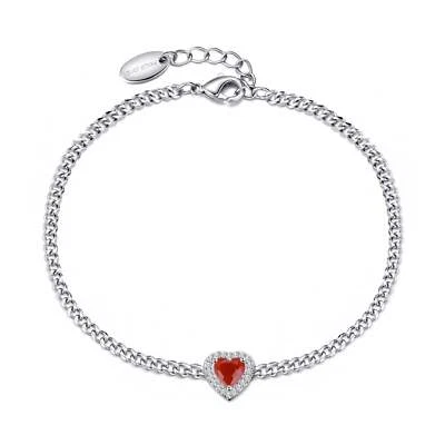 Pulsera de piedras preciosas corazón cornalina creada con cristales Zircondia® Foto 1 de 4