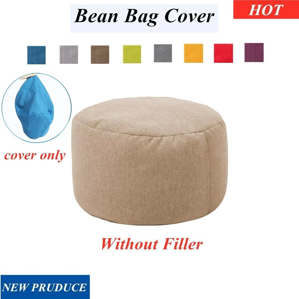 Bean Bag Cover Ottoman Footstool Stool Chair Cover Rest Pouffe Cotton Linen 1PC - Image 1 of 4