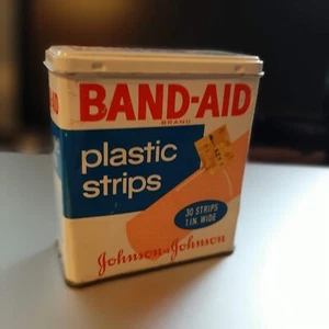 BAND-AID Plastic Strips - Metal Box Tin Johnson and Johnson - Hinged Empty - Picture 1 of 5
