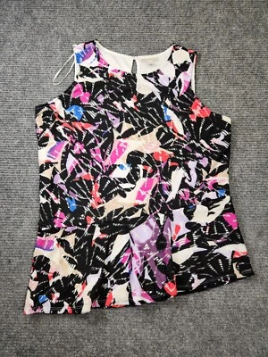 Dana Buchman 无袖上衣 XL 码蕾丝覆盖不对称下摆多色  — 第 1/4 张图片