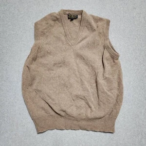 Brooks Brothers Mens 46 Brown Lambswool Vest Made in England Small Holes See Pic - Picture 1 of 9