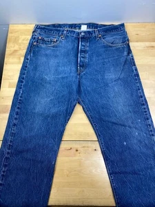 Levis 501 Denim Jeans Mens 40x30 Blue Button Fly Straight 2000s Y2K 10097 - Picture 1 of 11