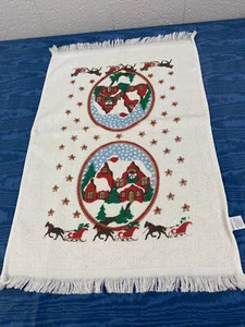 Vintage Stevens Kitchen Dish Towel Christmas Country Home Hand Towel Fringe - Picture 1 of 9