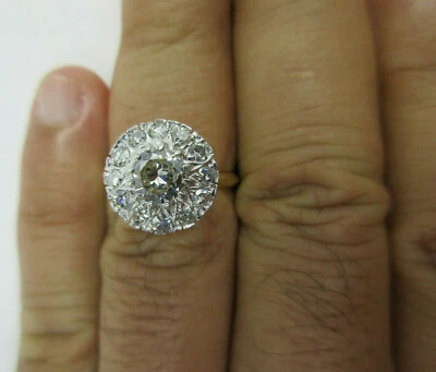 Vintage Platinum & 18K Gold Diamond Engagement Ring Cent=.65 J-SI2  Value=$13K+ - Image 1 of 4