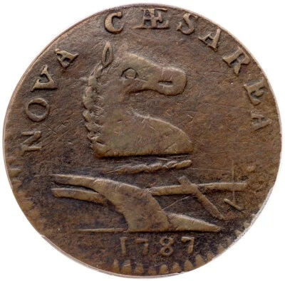 1787 M 28-S R-4 ANACS VF 20 Details New Jersey Colonial Copper Coin - Image 1 of 3