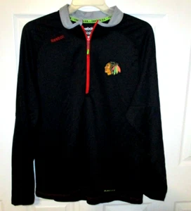NHL Chicago Blackhawks Reebok Windbreaker Quarter Zip PlayDry Mens Pullover Sz L - Imagen 1 de 11