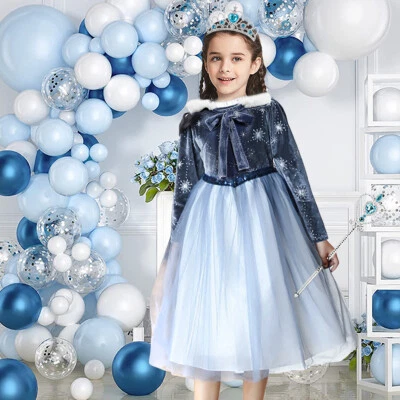 8-9Yrs Gridamea Elsa Dress Up for Girls-Anna Princess Costume with Crown Wand - Image 1 of 4