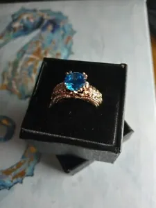 $2500 Size7 Custom 925S Vintage Deco Ring Mounted with a Royal Blue Tourmaline 3 - Picture 1 of 3