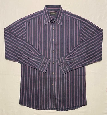Duchamp London Multi Color Stripe, Polka Dot Long Sleeve Men Shirt Sz 15.5 Italy - Image 1 of 4