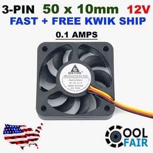 12V 50mm Cooling Fan 3Pin DC 50x50x10mm 5010 PC Computer Case 3D Printer - Picture 1 of 6