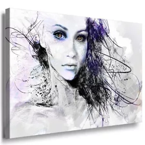 Frau Gesicht Abstrakt Graffiti Kunstdruck Leinwandbild AK ART Bilder Wandbild - Bild 1 von 5